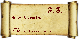 Hohn Blandina névjegykártya